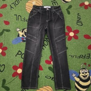 Indigo Rein Black Straight-Leg Jeans with Contrast Stitching Size 24/1